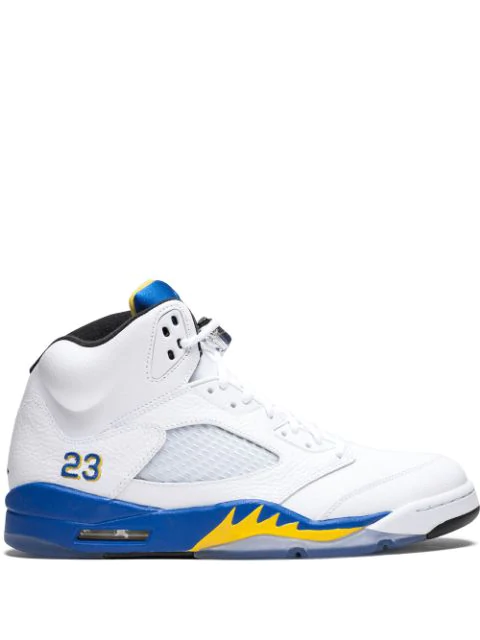 white blue yellow jordans