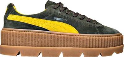 Pre-owned Puma Cleated Creeper Rihanna Fenty Suede Green (women's) In Rosin/lemon-vanilla Ice