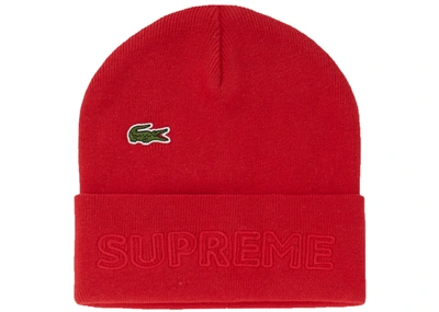 Pre-owned Supreme  Lacoste Beanie Red