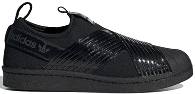 Pre-owned Adidas Originals Adidas Superstar Slip-on Triple Black (women's) In Core Black/core Black/collegiate Purple