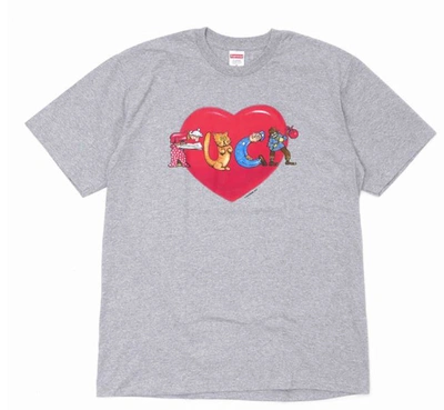 Pre-owned Supreme  Fuck Love Tee Heather Grey