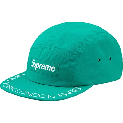 Pre-owned Supreme  Visor Print Camp Cap Aqua