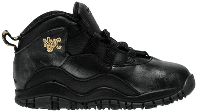 Pre-owned Jordan 10 Retro Td Nyc (toddler) In Black/dark Grey/metallic Gold
