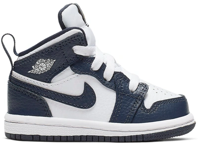 Pre-owned Jordan 1 Mid White Metallic Gold Obsidian (td) In White/metallic Gold-obsidian