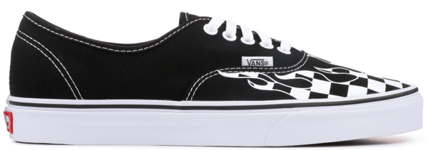 black checkered flame vans
