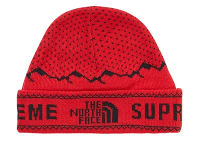 Pre-owned Supreme  The North Face Fold Beanie Red