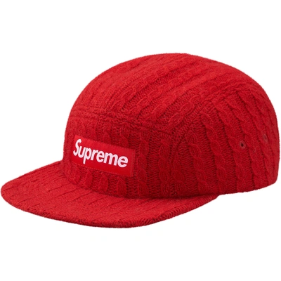 Pre-owned Supreme  Fitted Cable Knit Camp Cap Red