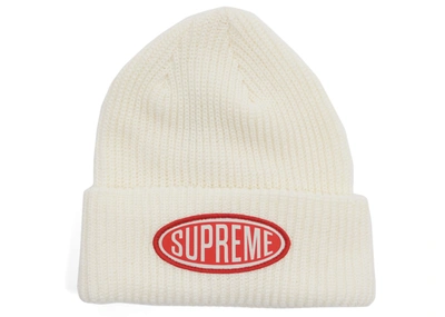 Pre-owned Supreme  Oval Patch Beanie White