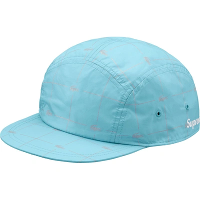 Pre-owned Supreme  Lacoste Reflective Grid Nylon Camp Cap Blue