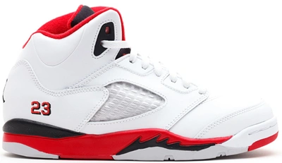 Pre-owned Jordan 5 Retro Fire Red Black Tongue (2013) (ps) In White/fire Red-black