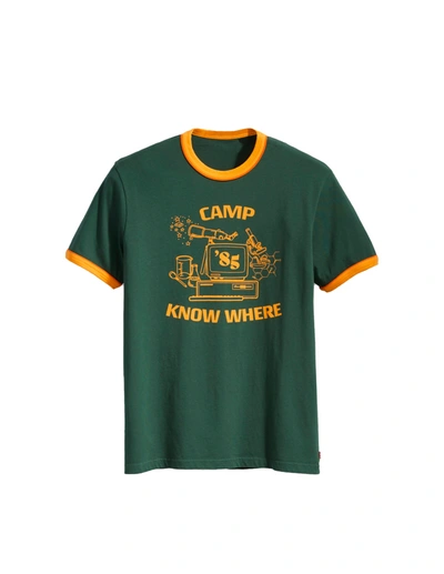 Pre-owned Levi's  X Stranger Things Camp Know Where Ringer Tee Dark Green