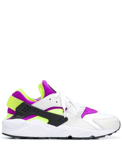 Nike Air Huarache Run 91 Sneakers In White/neon Yellow/magenta/black