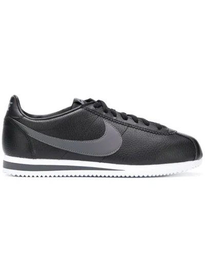 Nike Classic Cortez Leather Sneakers In Black