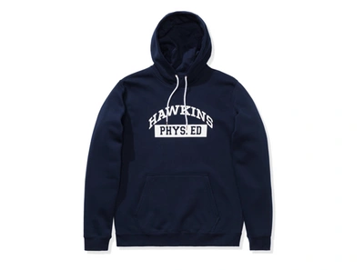 Pre-owned Nike  X Stranger Things Hawkins High Hoodie Navy