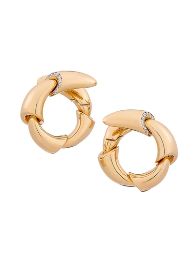 Vhernier Women's Calla 18k Rose Gold, Titanium & 2-edge Diamond Wraparound Hoop Earrings
