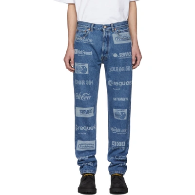 Vetements Blue Fully Branded Jeans