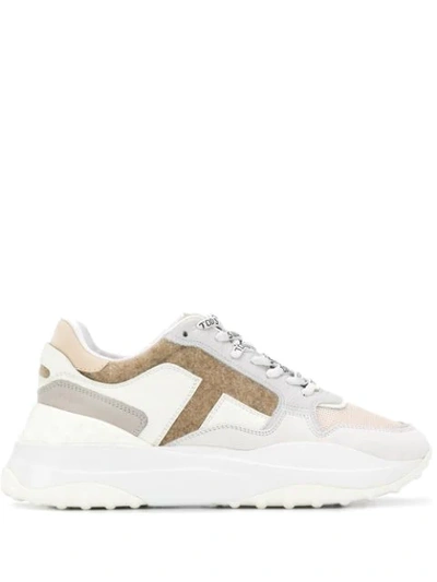 Tod's Pebbled Leather And Felt Trainers In White