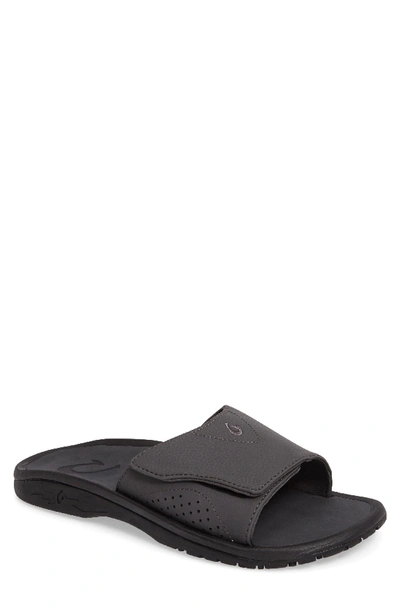 Olukai Men's Nalu Grip-strap Slide Sandals In Dark Shadow