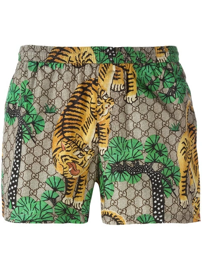 Recollection cement nakke Gucci Bengal Print Swim Shorts In Beige Verde | ModeSens