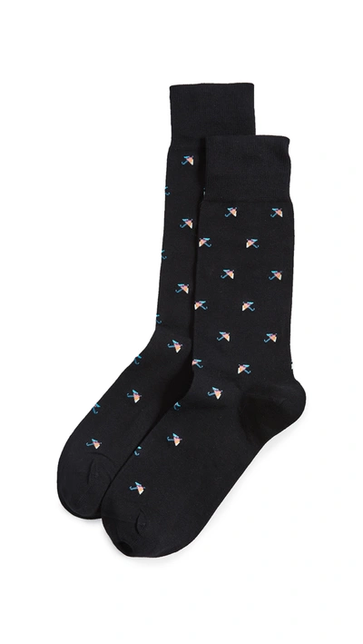 Paul Smith Umbrella Print Socks In Black