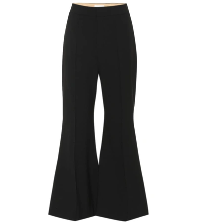 Chloé Cropped Wool-blend Flared Pants In Black