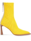 Fendi Fframe Jacquard Pointed-toe Ankle Boots In Yellow