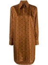 Fendi Karligraphy Motif Printed Shirt Dress In Brown