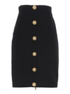 Balmain Button Front Pencil Skirt In Black