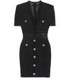 Balmain Women's Short-sleeve Plunge Bodycon Dress In Black