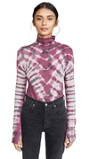 Free People Psychedelic Tie-dye Turtleneck Top In Wine