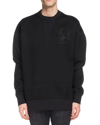 Alexander Mcqueen Men's Skull-embroidered Sweatshirt In Black