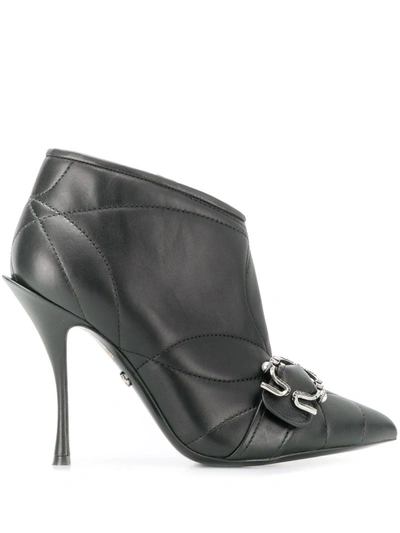 Dolce & Gabbana Quilted Buckled Leather Booties In Black