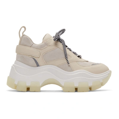 Prada Suede Lace-up Chunky Platform Sneakers In Talk