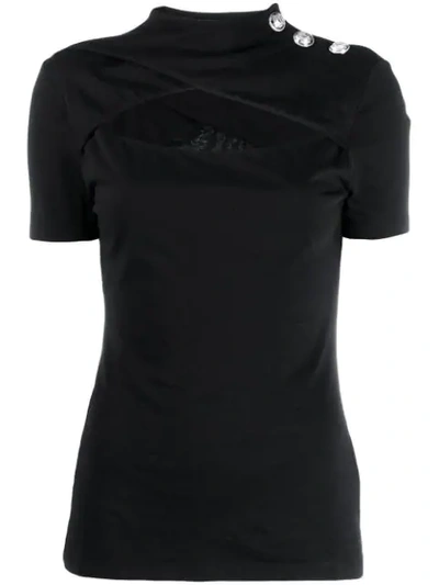 Balmain Chest Cut-out T-shirt In Black