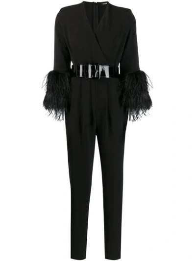 P.a.r.o.s.h Belted Slim-fit Jumpsuit In Black