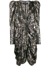 Isabel Marant Graphic Print Structured Shoulder Dress In Black