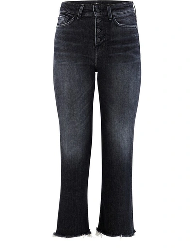 7 For All Mankind Vintage Cropped Corduroy Jeans In Black
