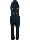 Balmain Double-breasted Jumpsuit In 6uc Blue