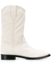 Alberta Ferretti Cowboy-style Ankle Boots In Bianco