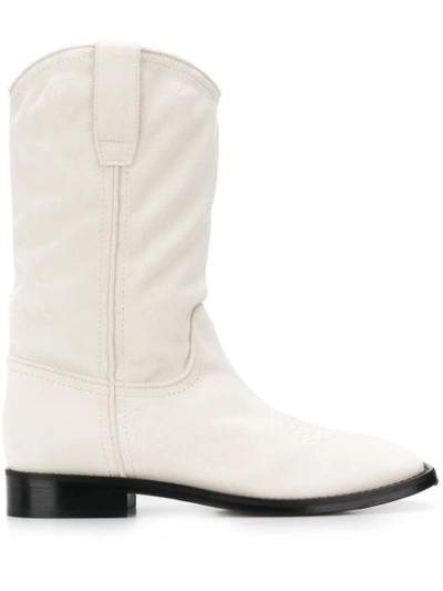 Alberta Ferretti Cowboy-style Ankle Boots In Bianco