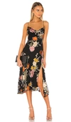 Astr Gaia Midi Dress In Black Multi Floral