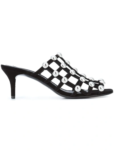 Alexander Wang Sofia Cutout Studded Leather Mules In Black