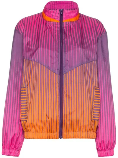 House Of Holland Stripe-print Stand-collar Track Jacket In Pink