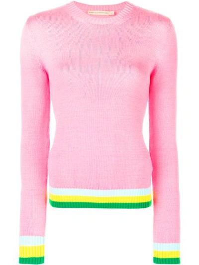 Mary Katrantzou Lizzie Intarsia-stripe Cotton Sweater In Pink