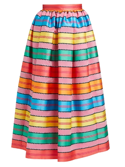 Mary Katrantzou Egret Jacquard-striped Organza Midi Skirt In Multicolor