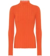 Acne Studios High-neck Ribbed Cotton-blend Top In Mock-neck Ribbed Sweater