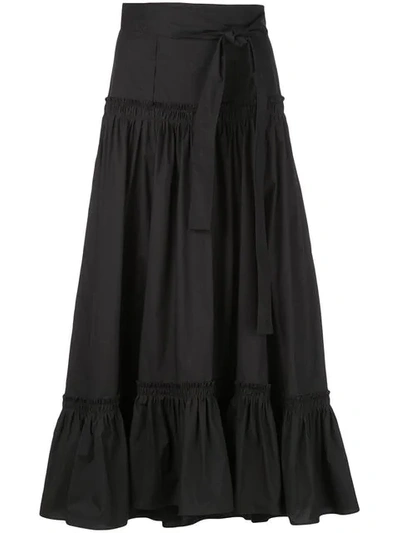 Proenza Schouler Belted Cotton-poplin Midi Skirt In Black