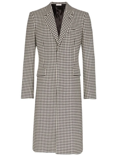 Alexander Mcqueen Single-breasted Houndstooth Coat In Black