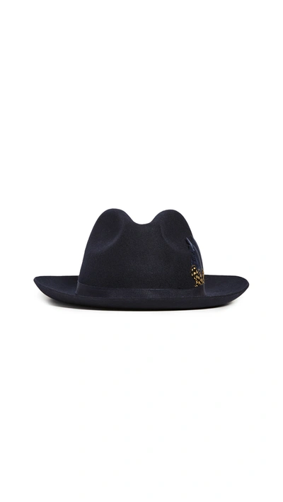 Paul Smith Feather Wool Fedora In Navy