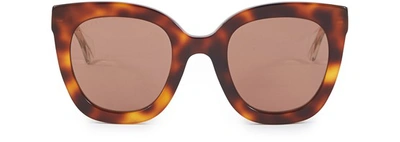 Gucci Oversized Sunglasses In Havana/transparent